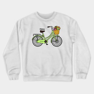 The Green Mimiw Bike With Colorful Flowers Crewneck Sweatshirt